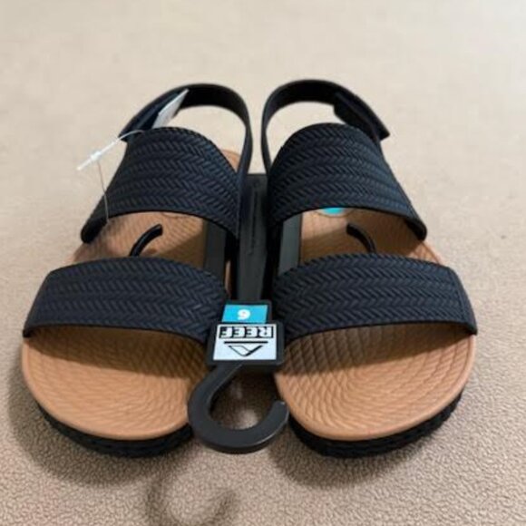 REEF Water Vista NWT Women's Black & Tan Beach Summer Sandals Shoes Size 7 OR 8! - Picture 2 of 3